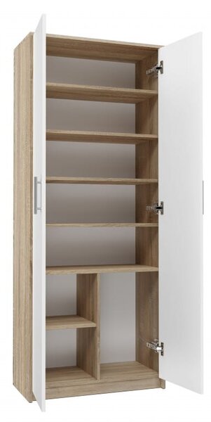 Szafa na ubrania z półkami regał dąb sonoma/biały | Umeblowana.com
