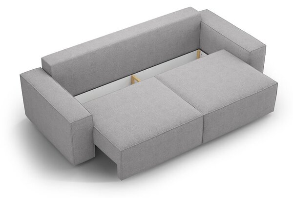 Jasnoszara rozkładana sofa z materiału bouclé 247 cm Jodie – Micadoni Home