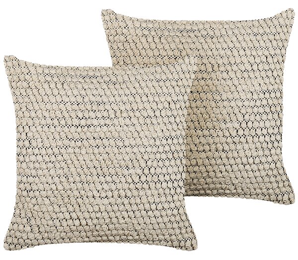 2 bawełniane poduszki dekoracyjne styl boho 45x45 cm beżowa Howea Beliani
