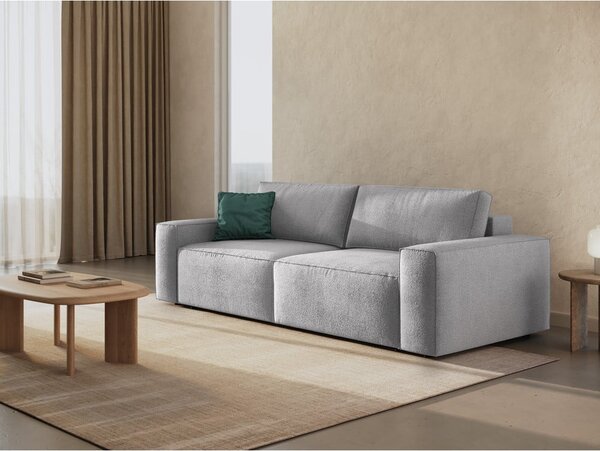 Jasnoszara rozkładana sofa z materiału bouclé 247 cm Jodie – Micadoni Home