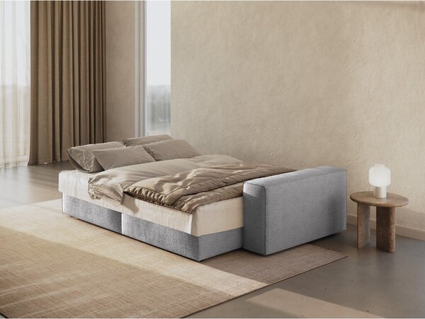 Jasnoszara rozkładana sofa z materiału bouclé 247 cm Jodie – Micadoni Home