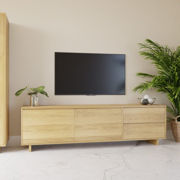 Szafka RTV Fierra Wood II, pojemna dębowa szafka RTV o szerokości 210 cm