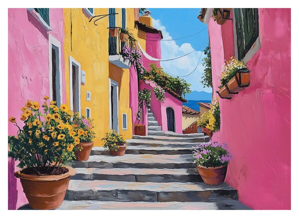 Obraz - Różowa uliczka (70x50 cm)