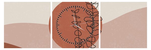 Obraz - Boho leaves N⁰1 (z zegarem) (90x30 cm)