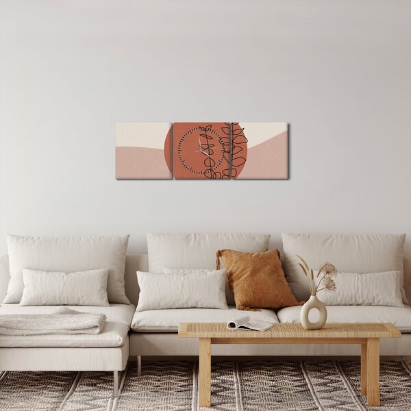 Obraz - Boho leaves N⁰1 (z zegarem) (90x30 cm)