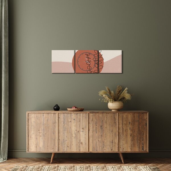 Obraz - Boho leaves N⁰1 (z zegarem) (90x30 cm)