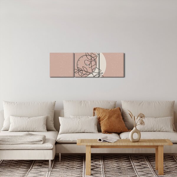 Obraz - Boho leaves N⁰2 (z zegarem) (90x30 cm)