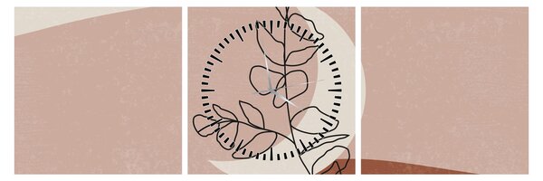 Obraz - Boho leaves N⁰2 (z zegarem) (90x30 cm)