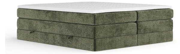 Ciemnozielone łóżko kontynentalne ze schowkiem bez zagłówka 140x200 cm Juniper – Maison de Rêve