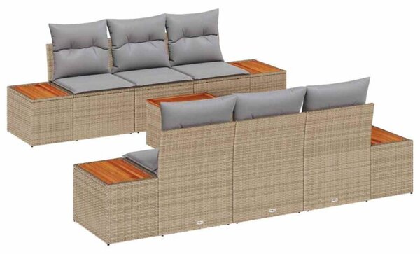 Zestaw Mebli Ogrodowych Komplet Wypoczynkowy Z Poduszkami 7-Częściowy Beżowy Rattan Na Taras Balkon Ogród