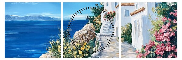 Obraz - Uliczka nad morzem (z zegarem) (90x30 cm)