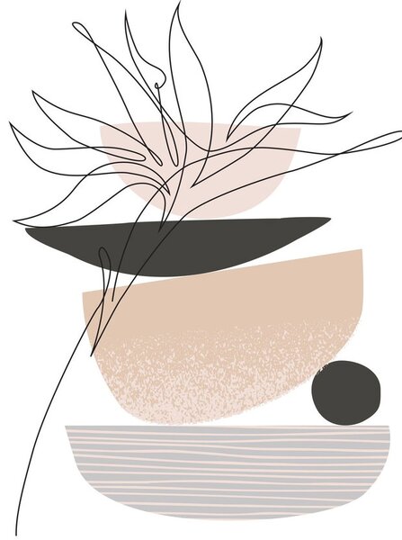 Obraz na szkle - Line art flowers N⁰1 (70x50 cm)