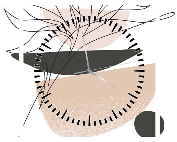 Obraz - Line art flowers N⁰1 (z zegarem) (90x30 cm)
