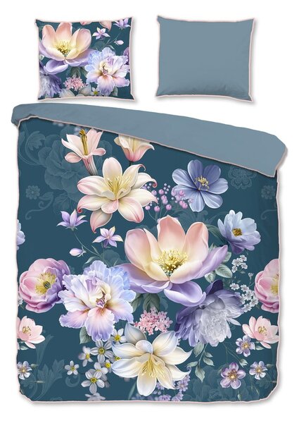 Niebieska pościel dwuosobowa z satyny bawełnianej 200x220 cm Mirery – Descanso