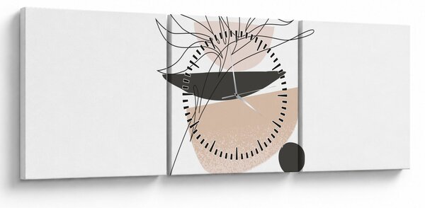 Obraz - Line art flowers N⁰1 (z zegarem) (90x30 cm)