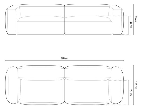 Czarna sofa modułowa 320 cm Martina – Micadoni Home