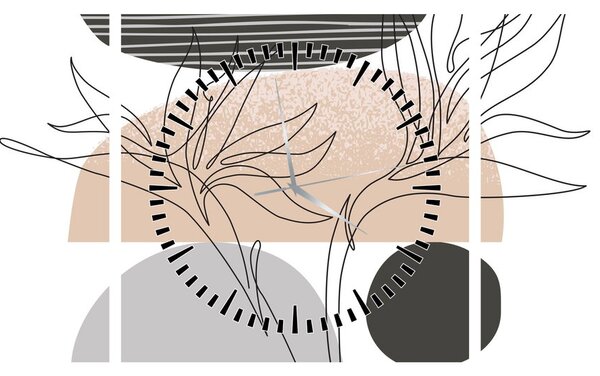 Obraz - Line art flowers N⁰2 (z zegarem) (90x30 cm)