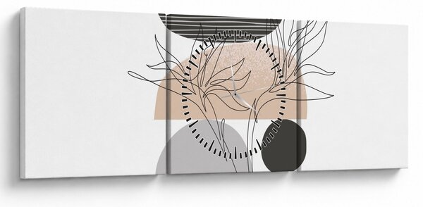 Obraz - Line art flowers N⁰2 (z zegarem) (90x30 cm)