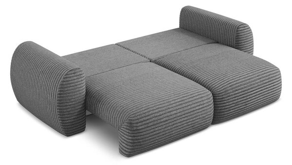 Ciemnoszara sztruksowa rozkładana sofa ze schowkiem 266 cm Kini – Makamii
