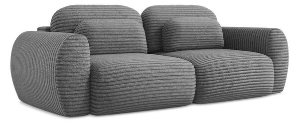 Ciemnoszara sztruksowa rozkładana sofa ze schowkiem 266 cm Kini – Makamii