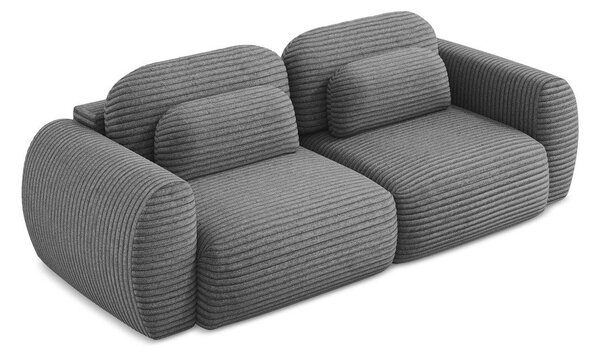 Ciemnoszara sztruksowa rozkładana sofa ze schowkiem 266 cm Kini – Makamii
