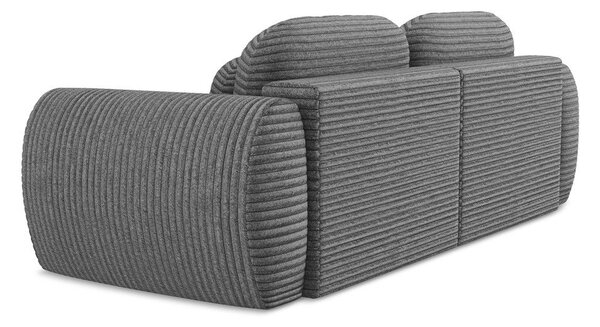Ciemnoszara sztruksowa rozkładana sofa ze schowkiem 266 cm Kini – Makamii
