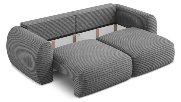 Ciemnoszara sztruksowa rozkładana sofa ze schowkiem 266 cm Kini – Makamii