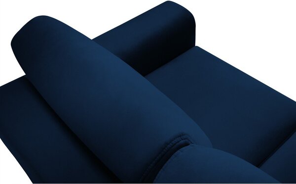Niebieska aksamitna rozkładana sofa ze schowkiem 235 cm Kyoto – Cosmopolitan Design