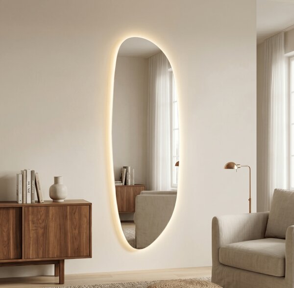 Lustro nieregularne Fluid L 155x50cm Bez Ramy / LED Ciepła