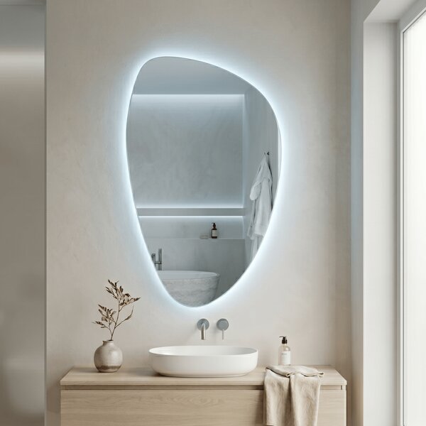 Lustro nieregularne Fluid S 92x55 cm Bez Ramy / LED Zimna
