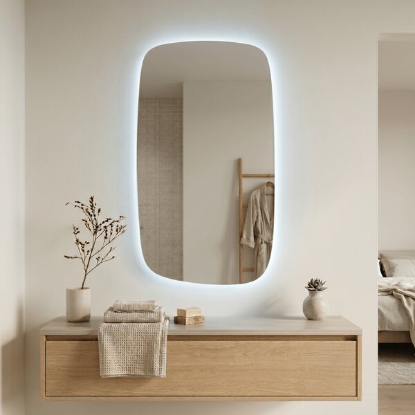 Lustro nieregularne Calm S 90x60cm Bez Ramy / LED Zimna