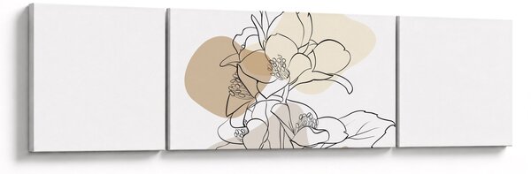 Obraz - Beżowe kwiaty z motylem N⁰1 (170x50 cm)
