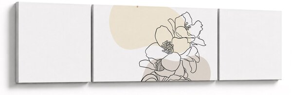 Obraz - Beżowe kwiaty z motylem N⁰3 (170x50 cm)
