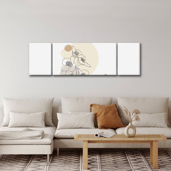 Obraz - Beżowe kwiaty z motylem N⁰4 (170x50 cm)