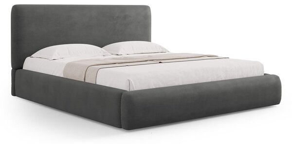Szare tapicerowane łóżko dwuosobowe ze schowkiem i stelażem 160x200 cm Colonel – Cosmopolitan Design