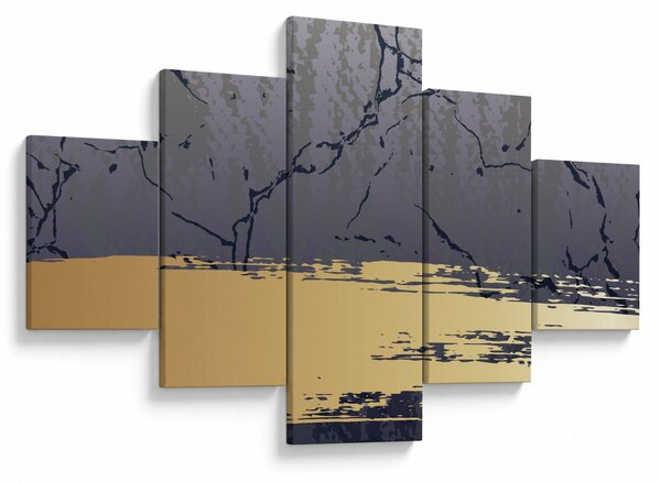 Obraz - Niebiesko-złota abstrakcja N⁰1 (125x70 cm)