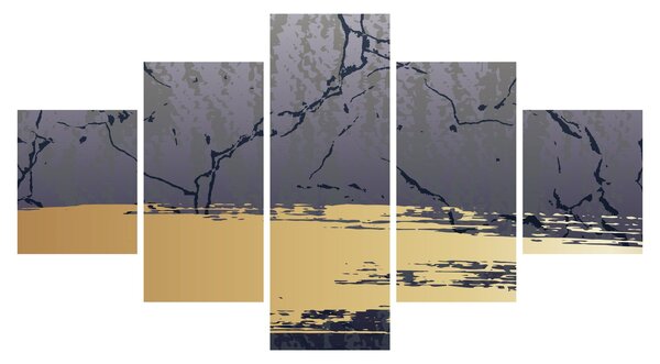 Obraz - Niebiesko-złota abstrakcja N⁰1 (125x70 cm)