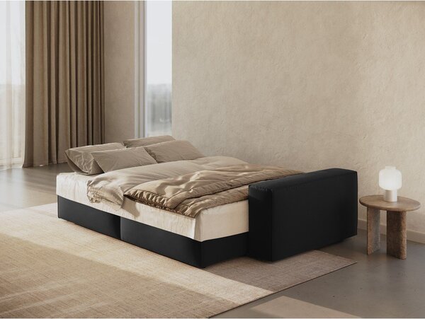 Czarna aksamitna rozkładana/ze schowkiem sofa 247 cm Jodie – Micadoni