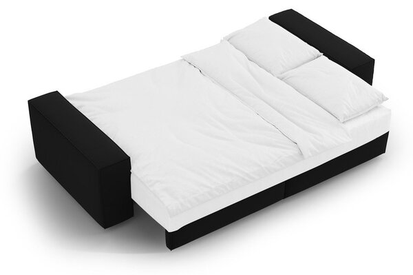 Czarna aksamitna rozkładana/ze schowkiem sofa 247 cm Jodie – Micadoni