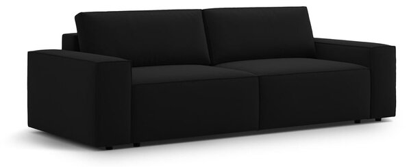 Czarna aksamitna rozkładana/ze schowkiem sofa 247 cm Jodie – Micadoni