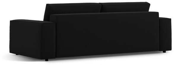 Czarna aksamitna rozkładana/ze schowkiem sofa 247 cm Jodie – Micadoni