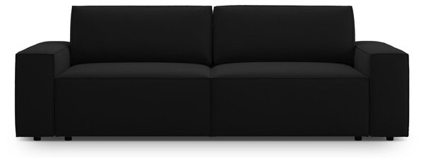 Czarna aksamitna rozkładana/ze schowkiem sofa 247 cm Jodie – Micadoni