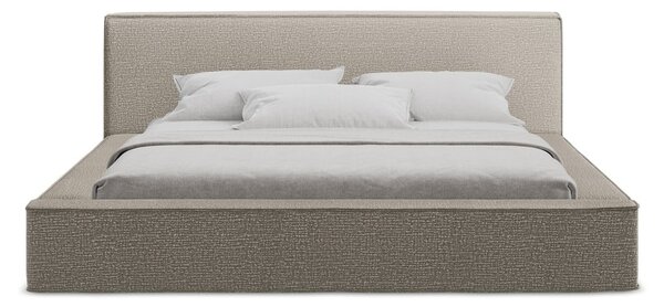 Szarobrązowe tapicerowane łóżko dwuosobowe ze schowkiem i stelażem 140x200 cm Noho – Makamii