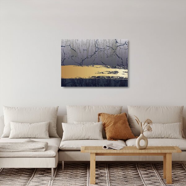 Obraz na szkle - Niebiesko-złota abstrakcja N⁰1 (70x50 cm)