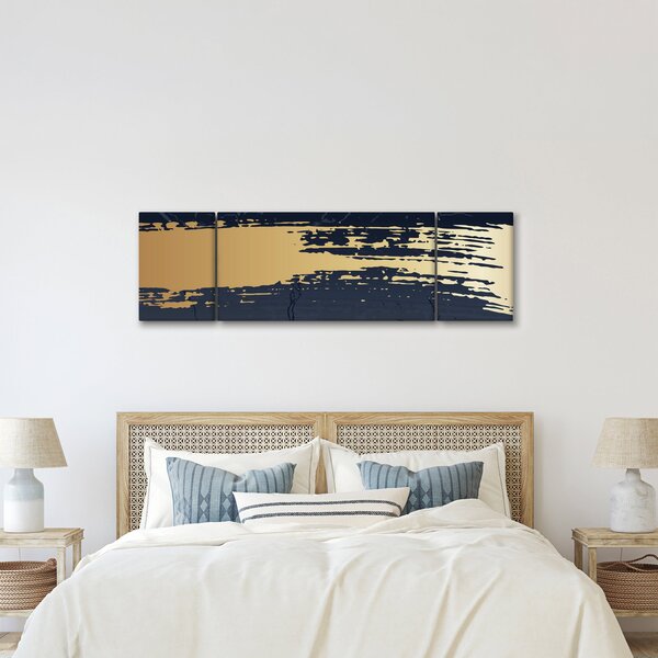 Obraz - Niebiesko-złota abstrakcja N⁰2 (170x50 cm)