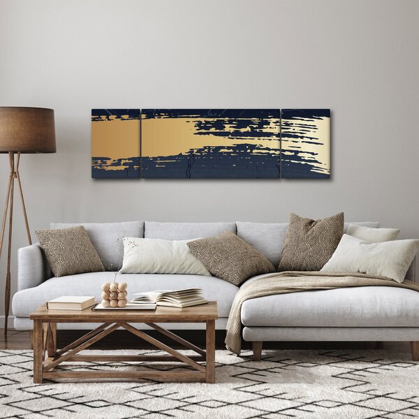 Obraz - Niebiesko-złota abstrakcja N⁰2 (170x50 cm)