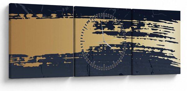 Obraz - Niebiesko-złota abstrakcja N⁰2 (z zegarem) (90x30 cm)