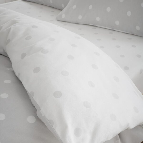 Biało-szare flanelowe prześcieradło z gumką 150x200 cm Polka Dot – Catherine Lansfield