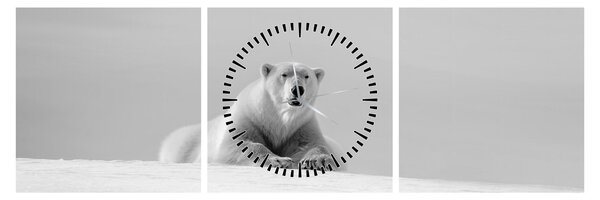 Obraz - Niedźwiedź polarny (z zegarem) (90x30 cm)