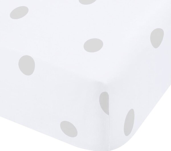 Biało-szare flanelowe prześcieradło z gumką 150x200 cm Polka Dot – Catherine Lansfield